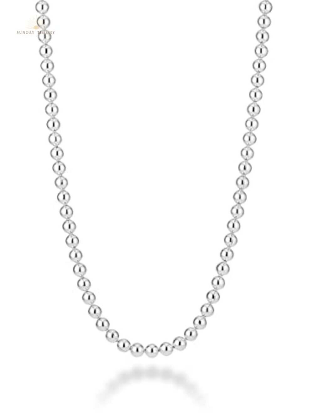 Italian 925 Sterling Silver 3mm Ball Bead Necklace 18" Minimalist Layer